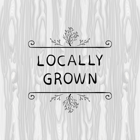 Locally Grown VECTOR illustration, Floral Doodle Frame, Black Outline Vignette.のイラスト素材