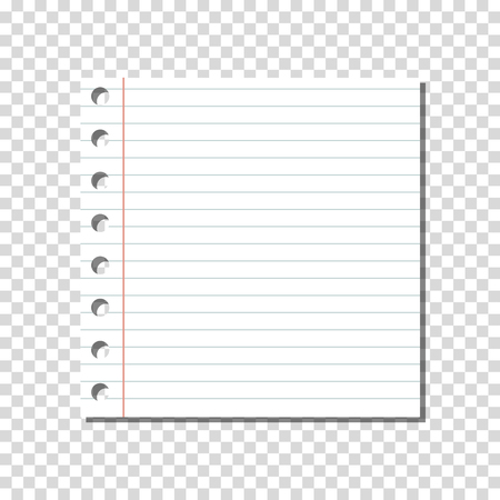 VECTOR: Blank Linear Ruled Notebook Page on Transparent Background.のイラスト素材