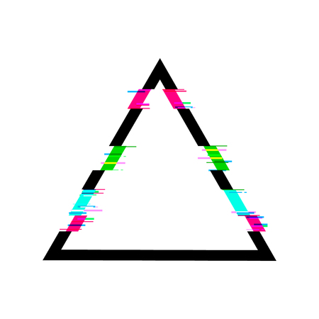 Glitched Triangle VECTOR Frame, Isolated on White Background Geometric Shape.のイラスト素材