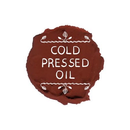 VECTOR Illustration: Cold Pressed Oil Seal Stamp Template, Packaging Decorative Element.のイラスト素材