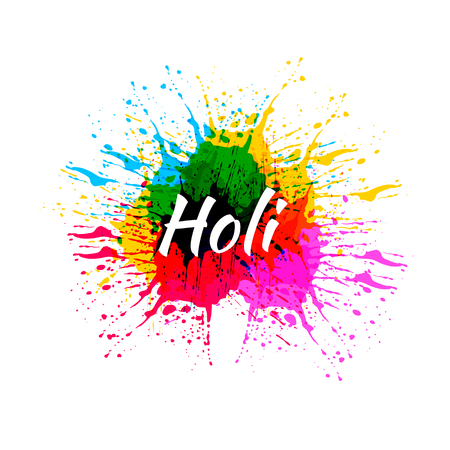 VECTOR Paint Splashes Illustration, Holi Festival, Isolated on White Colorful Splatter.のイラスト素材