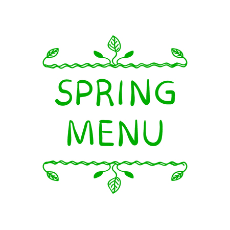 Spring Menu VECTOR Hand Drawn Doodle Vignette, Design on White Background.のイラスト素材
