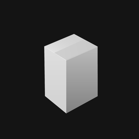 VECTOR White Box, Cube Mockup Template, Closed Box on Black Background.のイラスト素材