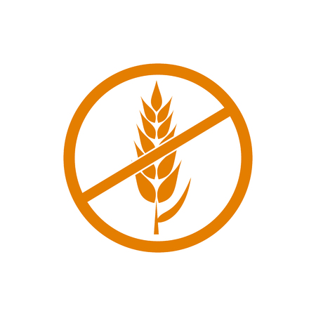 Gluten Free VECTOR Orange Icon, Wheat Free Products Packaging Label Isolated on White Background.のイラスト素材