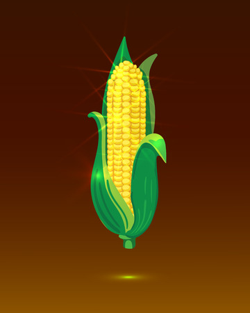 Golden Corn Ear, Shining VECTOR Illustration, Glowing Background Template.のイラスト素材