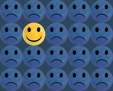 Be Different, VECTOR Illustration, Smiley Faces Glossy Balls Background.のイラスト素材