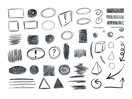 VECTOR Sketches Collection, Sketchbook Doodle Drawings, Set.のイラスト素材