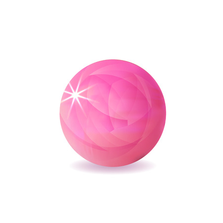 VECTOR Pink Ball, Shining Illustration Isolated on White Background, Realistic Sphere.のイラスト素材