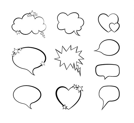 Vector Collection Of Word Bubble Comic Design Elements, Blank Frames Set.のイラスト素材