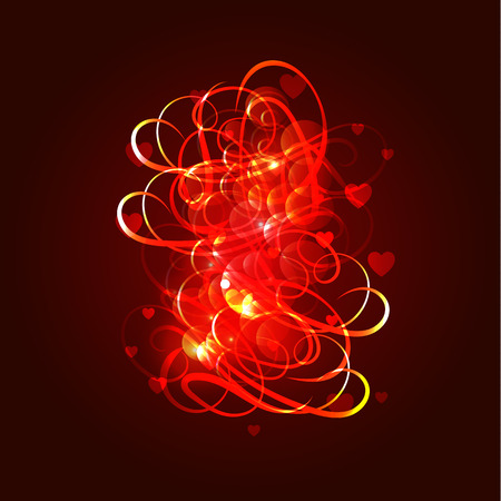 Love Magic: Vector Illustration Of Shining Hearts Whirlwind, Swirls.のイラスト素材