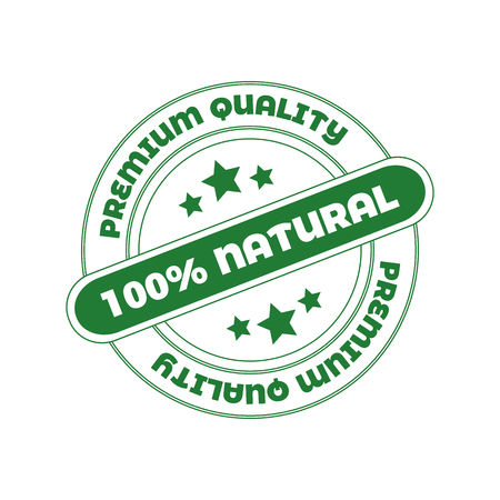 Vector Stamp: 100 Natural, Design Element for Organic Food Cosmetics Package.のイラスト素材