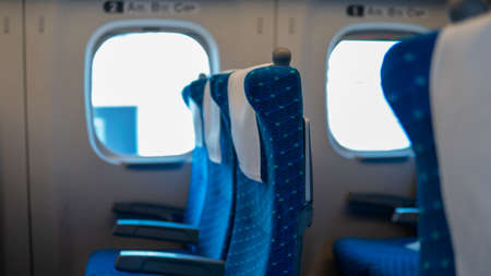 Empty seats on commuter train in Japan going from Osaka to Tokyo due to Covid-19 travel restrictions...