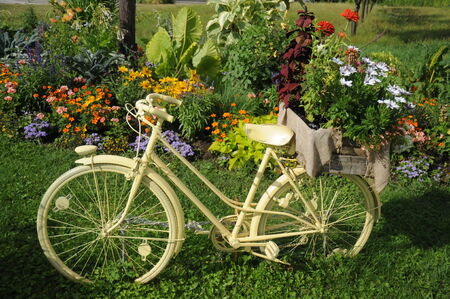 White Bicycle With Flowersの写真素材