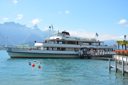 Passenger Ship On Lake Thun / MS Bubenbergのeditorial素材