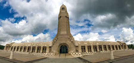 Douaumont, Meuse / France - July 3rd 2017: Douaumont Ossuary - Memorial And French National Cementry. The last rest for the remains of soldiers who died on the battlefield of Verdun in World War I.のeditorial素材