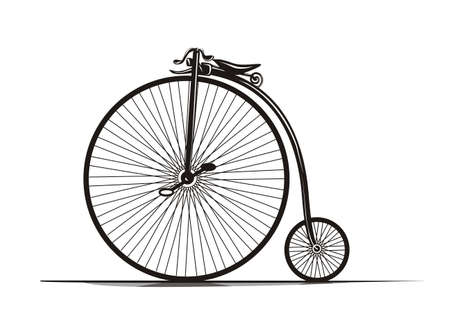 Graphical, black & white vintage bicycles illustration.のイラスト素材
