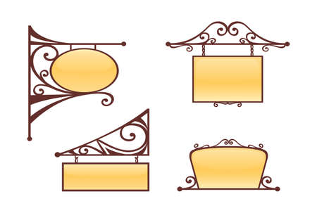 Vector vintage wrought iron signs.のイラスト素材