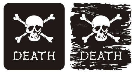 Vector illustration of skull, crossbones and word death.のイラスト素材