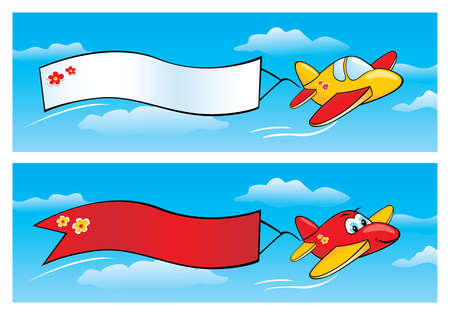  Airplanes with Bannersのイラスト素材