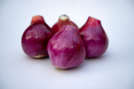 Red onion isolated on white background. close-up photo shoot;の写真素材