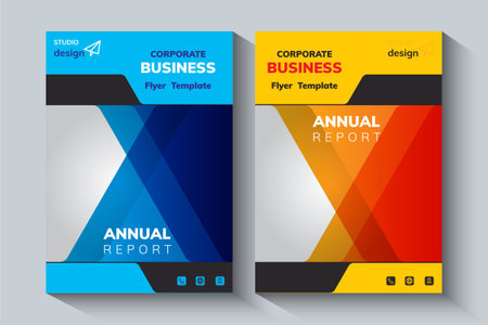 Geometric Annual Report Layout Design Template. Corporate Business flyer Background,  Catalog, Cover, Booklet, Brochure, Magazine, Poster, Corporate Presentation, Portfolio, Flyer, Banner, Website, Etのイラスト素材