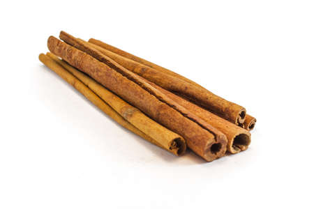 Cinnamon sticks on white backgroundの写真素材