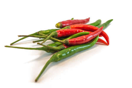 Green and Red hot chili pepperの写真素材
