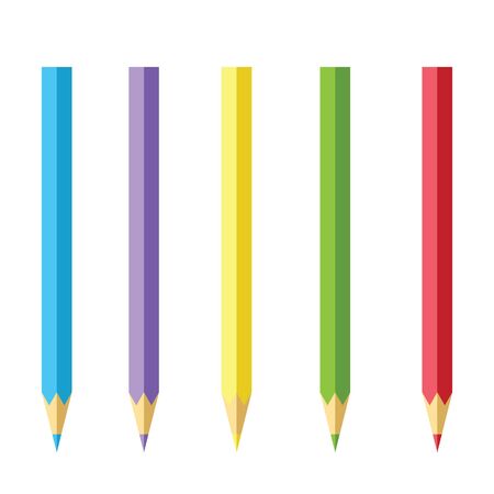 Five colour pencilsのイラスト素材