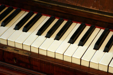 Old, wooden piano keys