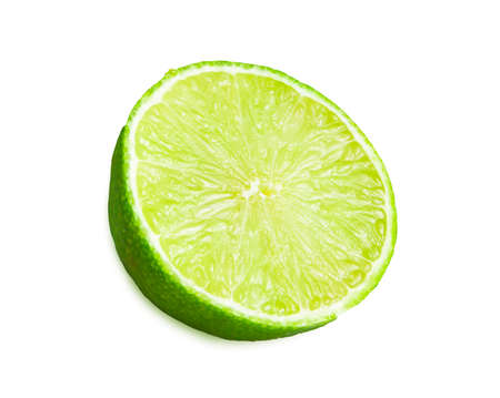 slice of fresh lime on white background