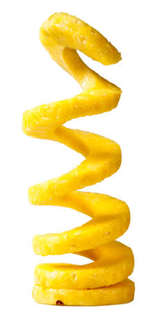 Fresh Juicy Peeled Pineapple. Rich with Vitamins. Isolated on white backgroundの写真素材