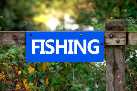 no fishing sign, Devon, Autumn.の写真素材