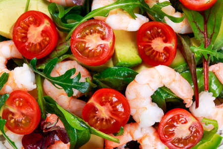 Sea Food salad with Shrimp and vegetables. backgroundの写真素材