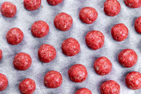 raw meat balls. ready to cook.  backgroundの写真素材