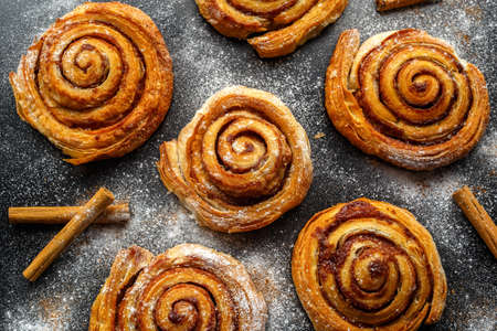 Freshly Baked Traditional Sweet Cinnamon Rolls, Swirlの写真素材