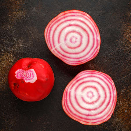 Raw fresh red striped chioggia beet rootの写真素材
