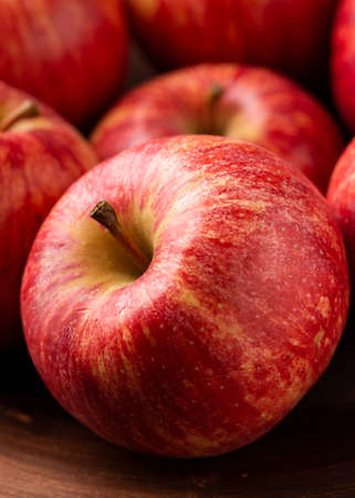 Fresh juicy red apple, close up. macro photo
