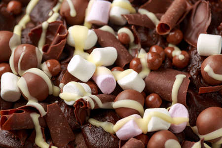 Chocolate Rocky road cake with marshmallow, hazelnut