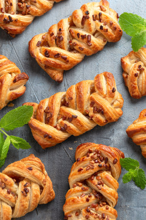 Danish maple syrup, pecan nuts plaits pastry