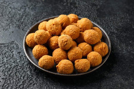 Meat free vegetarian scotch eggs with micoproteinの写真素材