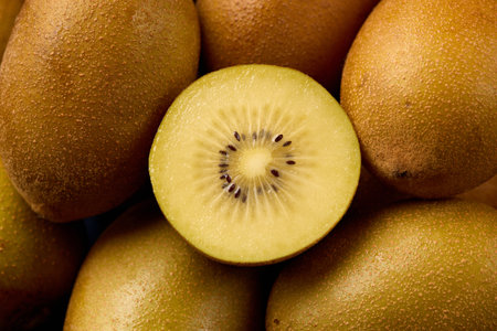 Ripe Yellow Organic Golden Kiwis. Ready to eatの写真素材