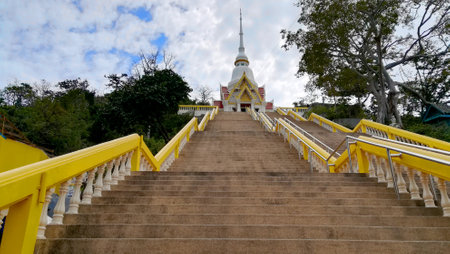 large stair head up to templeのeditorial素材