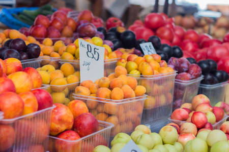 fruits and vegetables on the counterのeditorial素材