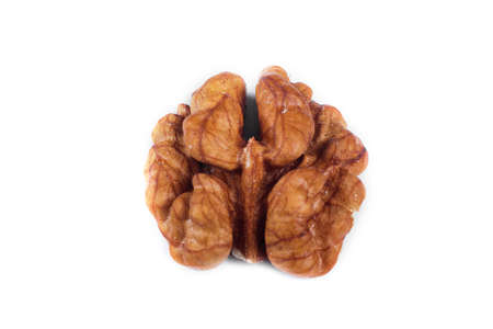walnut kernels isolated on white background, healthy food