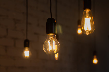 Light bulbs in retro style. Edison's lamps in the interior