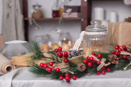 A composition of ingredients for delicious homemade pastries on a wooden table.