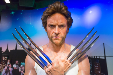 Bangkok, Thailand - October 26, 2014 : A waxwork of Wolverine on display at Madame Tussauds. Madame Tussauds' newest branch hosts waxworks of numerous stars and celebritiesのeditorial素材