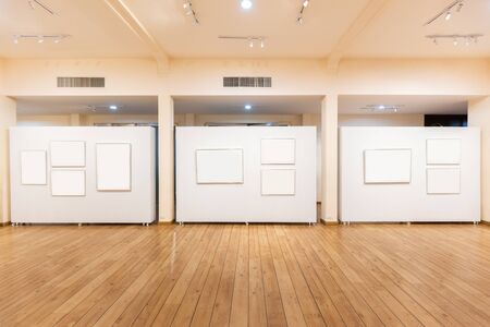 Blank billboard template inside the exhibition hall center. Useful for your advertising.