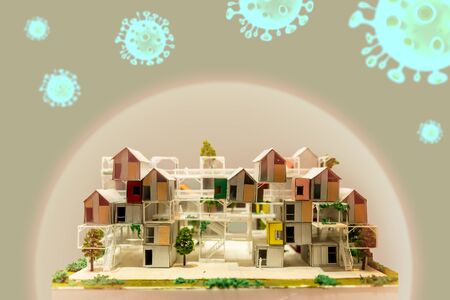 CoVID-19 outbreak throughout the city. Stay at Home.の写真素材