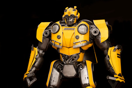 Ayuttaya, Thailand - November 15, 2015 : The Replica of Bumblebee robot made from iron part of a Car display at Thung Bua Chom floating marketのeditorial素材